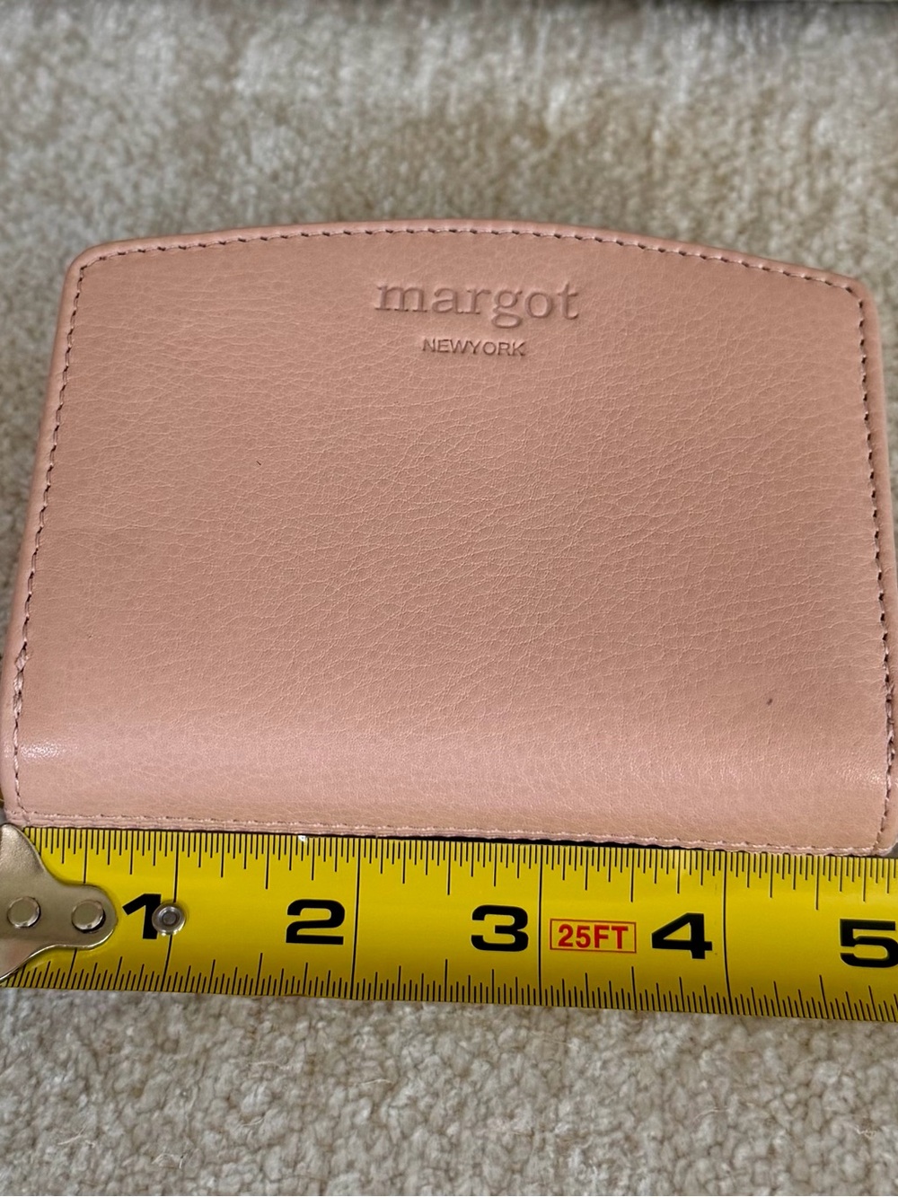 Margot New York Gina Compact Wallet Blush Pink 100% Leather Zip Wallet - Picture 7 of 10